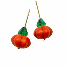 Load image into Gallery viewer, Autumn orange pumpkin beads dyed howlite Czech glass 10 sets 13mm