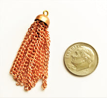 Load image into Gallery viewer, Vintage Japan copper tassel charms 4pc 12 strand chain dome cap 42mm