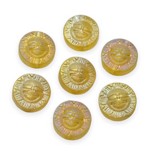 Load image into Gallery viewer, Glass sun face coin disk beads 10pc matte light yellow topaz AB 10mm-Orange Grove Beads