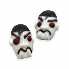 Load image into Gallery viewer, 2pc Dracula vampire Halloween lampwork focal glass beads-Orange Grove Beads
