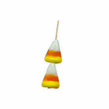 Load image into Gallery viewer, Halloween Candy Corn lampwork glass beads 8pc 17x9mm