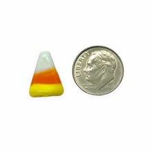 Load image into Gallery viewer, Halloween Candy Corn lampwork glass beads 8pc 17x9mm