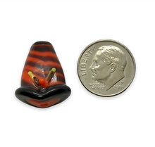 Load image into Gallery viewer, Lampwork glass Halloween orange black witch hat focal beads mix 4pc