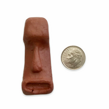 Load image into Gallery viewer, Tiki face pendant brown clay 53x21x15mm ceramic unglazed terracotta