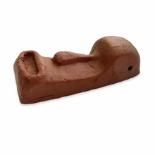 Load image into Gallery viewer, Tiki face pendant brown clay 53x21x15mm ceramic unglazed terracotta
