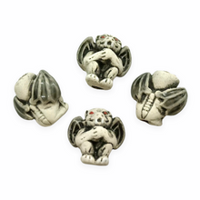 Load image into Gallery viewer, Hand painted ceramic winged gargoyle beads charms 4pc vertical drill 14x14mm-Orange Grove Beads