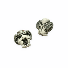 Load image into Gallery viewer, Tiny winged gargoyle beads Peruvian ceramic 4pc 14x14mm