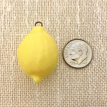 Load image into Gallery viewer, Vintage XL 3D yellow lemon fruit charms pendants acrylic 35x22mm