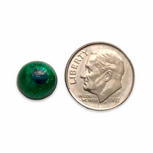 Load image into Gallery viewer, Rare antique Czech glass peacock eye cabochon 1pc blue green foil 10mm