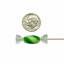 Load image into Gallery viewer, Wrapped Christmas candy glass beads 8 pcs green stripes