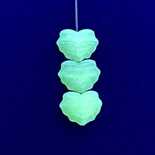 Load image into Gallery viewer, Czech glass maple leaf beads 15pc uranium green 13x11mm
