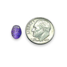 Load image into Gallery viewer, Czech glass tulip flower petal beads 50pc etched blue purple gold 8x6mm
