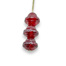 Load image into Gallery viewer, Czech glass faceted Christmas bell beads 10pc red luster 10x9mm
