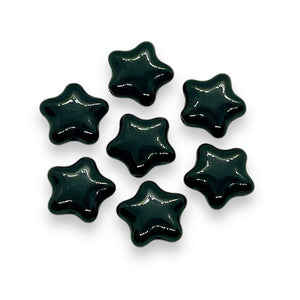 Czech glass star beads 20pc opaque jet black 12mm