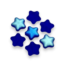 Load image into Gallery viewer, Czech glass puffed star beads 20pc frosted blue AB finish 12mm
