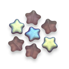 Load image into Gallery viewer, Czech glass star beads 20pc frosted amethyst purple AB 12mm
