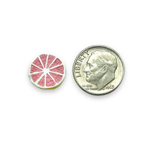 Load image into Gallery viewer, Tiny pink grapefruit fruit beads Peruvian ceramic 4pc 13x7mm
