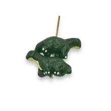 Load image into Gallery viewer, Tiny ceramic brontosaurus dinosaur beads Peruvian ceramic 4pc 16x9mm
