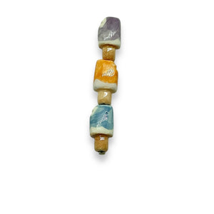 Tiny popsicle beads mix orange grape berry Peruvian ceramic 15x8mm 6pc