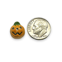 Load image into Gallery viewer, Tiny Halloween Jack O&#39; Lantern pumpkin beads Peruvian ceramic 4pc 12mm
