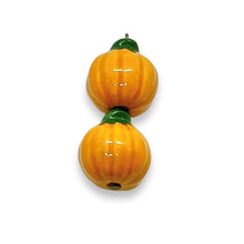 Load image into Gallery viewer, Tiny Halloween pumpkin beads Peruvian ceramic 4pc 10mm
