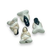 Load image into Gallery viewer, Tiny ceramic Yoga woman beads Peruvian ceramic 4pc 16x11mm
