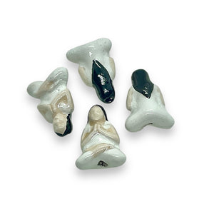 Tiny ceramic Yoga woman beads Peruvian ceramic 4pc 16x11mm