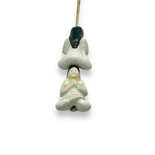 Load image into Gallery viewer, Tiny ceramic Yoga woman beads Peruvian ceramic 4pc 16x11mm
