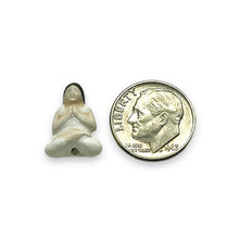 Load image into Gallery viewer, Tiny ceramic Yoga woman beads Peruvian ceramic 4pc 16x11mm
