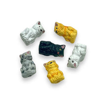 Load image into Gallery viewer, Tiny cat bead mix orange white black gray Peruvian ceramic 8pc 13x8mm
