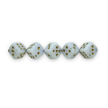 Load image into Gallery viewer, Czech glass dice cube beads 20pc white gold 8mm
