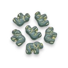 Load image into Gallery viewer, Czech glass small elephant beads 10pc gray gold 15x10mm
