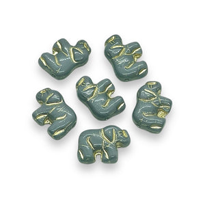 Czech glass small elephant beads 10pc gray gold 15x10mm