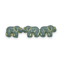 Load image into Gallery viewer, Czech glass small elephant beads 10pc gray gold 15x10mm
