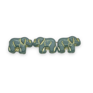 Czech glass small elephant beads 10pc gray gold 15x10mm