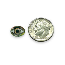 Load image into Gallery viewer, Czech glass oval evil eye flatback cabochon stone 2pc Vitrail 10x8mm
