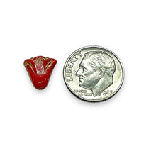 Load image into Gallery viewer, Czech glass lily amaryllis flower beads red white Christmas mix 20pc 10mm #2
