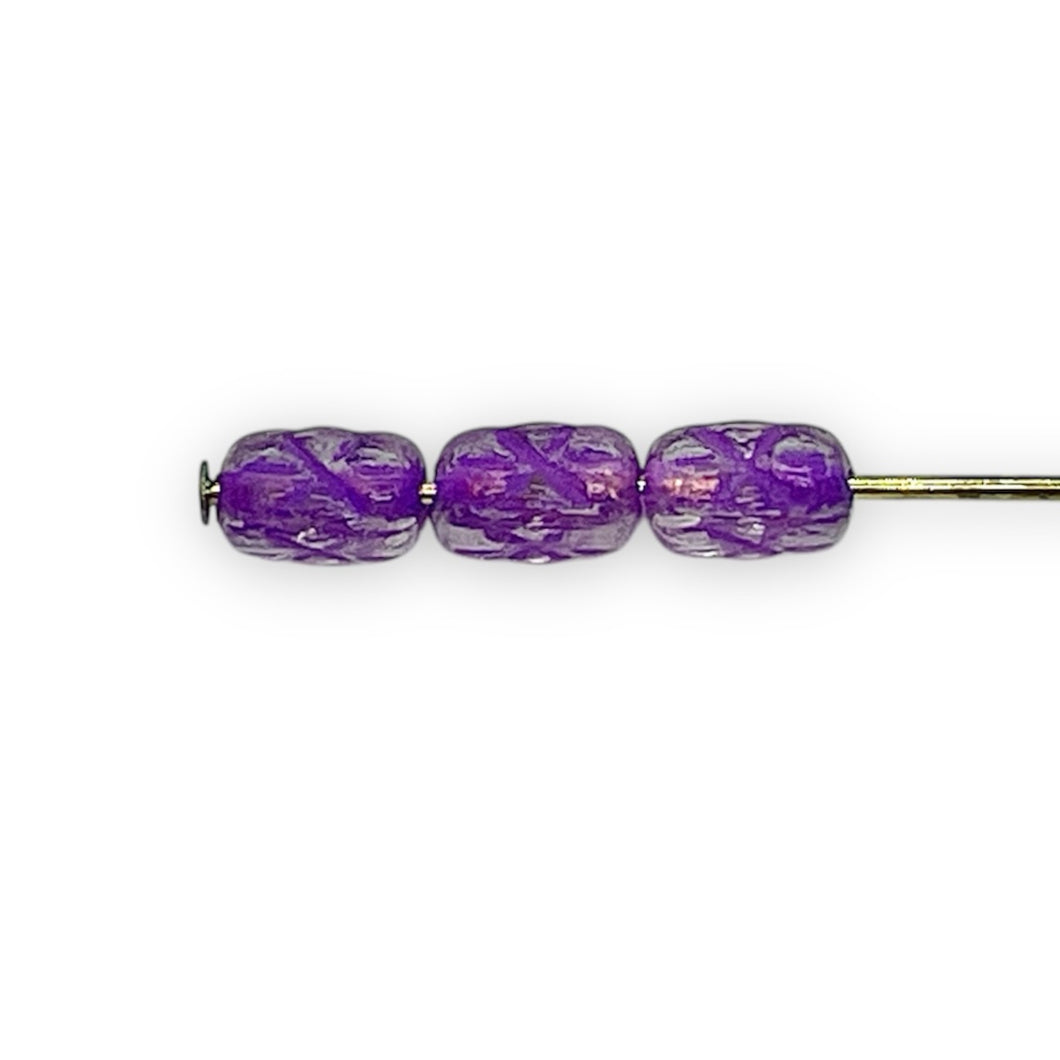 Czech glass small rectangle beads 39pc crystal violet 7x4mm