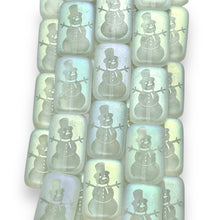 Load image into Gallery viewer, Czech glass laser tattoo snowman rectangle beads 6pc crystal AB 18x12mm
