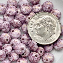 Load image into Gallery viewer, Czech glass one hole lentil beads beads 50pc chalk mauve luster 6mm
