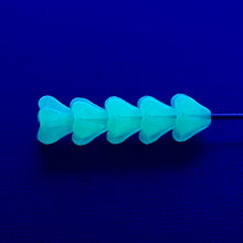 Load image into Gallery viewer, Czech glass bellflower cup beads 50pc uranium blue 6x4mm
