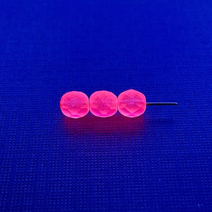 Czech glass faceted round beads 25pc matte neon pink UV 6mm