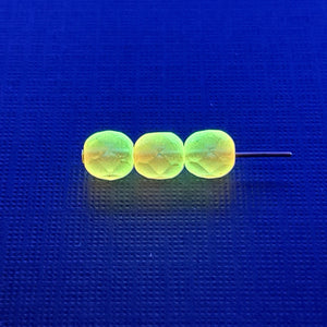 Czech glass faceted round beads 25pc matte neon green orange UV 6mm