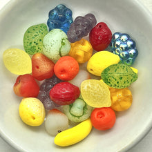 Load image into Gallery viewer, Czech glass fruit salad beads 24pc with oranges, lemons apples, bananas &amp; more #5
