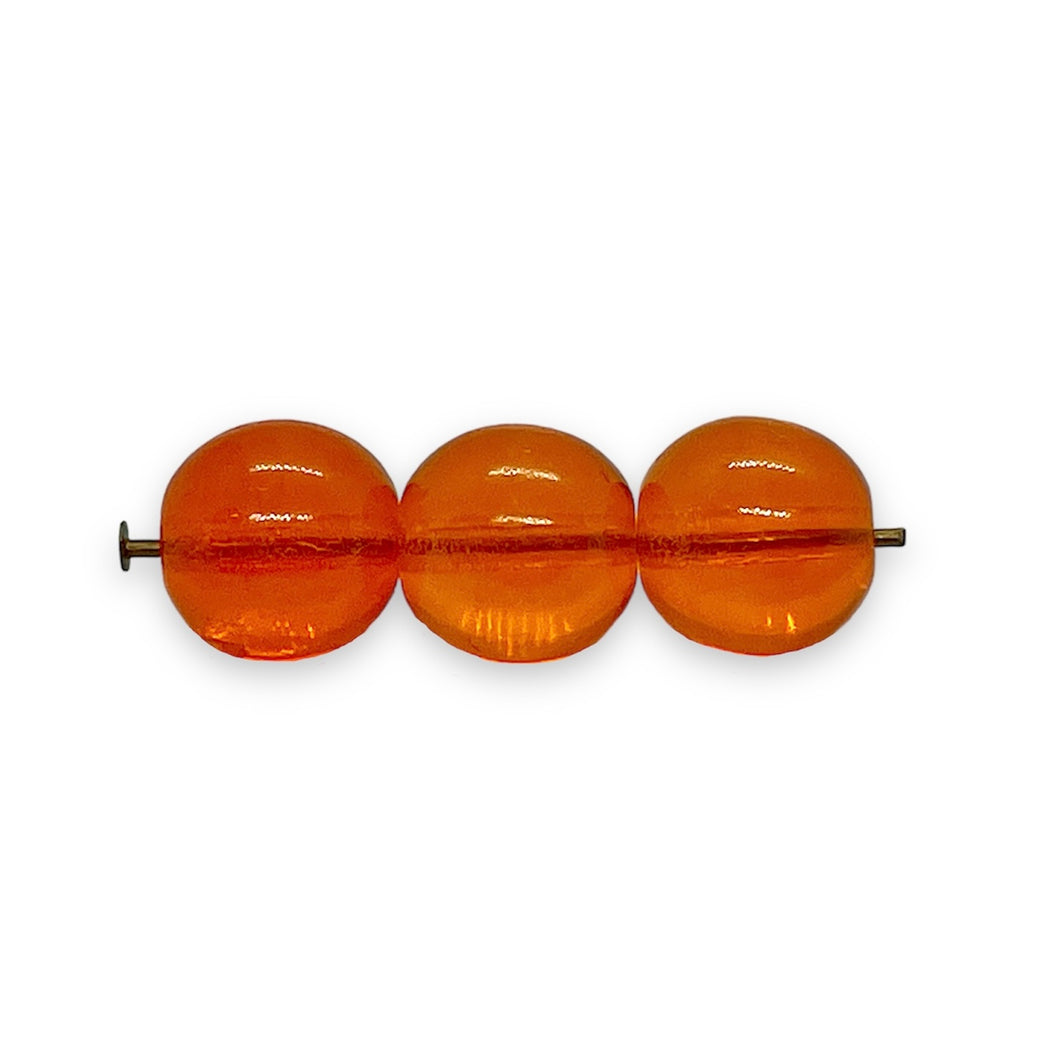 Czech glass round druk beads 30pc translucent orange 8mm