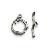 Load image into Gallery viewer, Mermaid toggle clasp 2 sets (4pc) silver plated lead free pewter 16.5x25mm USA made
