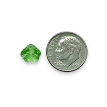 Load image into Gallery viewer, Czech glass bellflower flower beads 30pc peridot green 8x6mm
