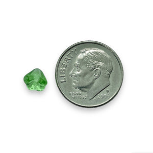 Czech glass bellflower flower beads 50pc peridot green 6x4mm