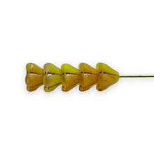 Load image into Gallery viewer, Czech glass bellflower beads 25pc matte orange yellow copper 8x6mm
