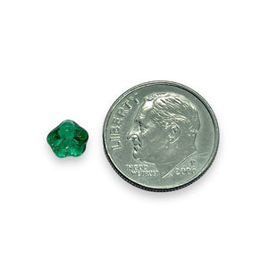 Czech glass bellflower flower beads 50pc emerald green 6x4mm